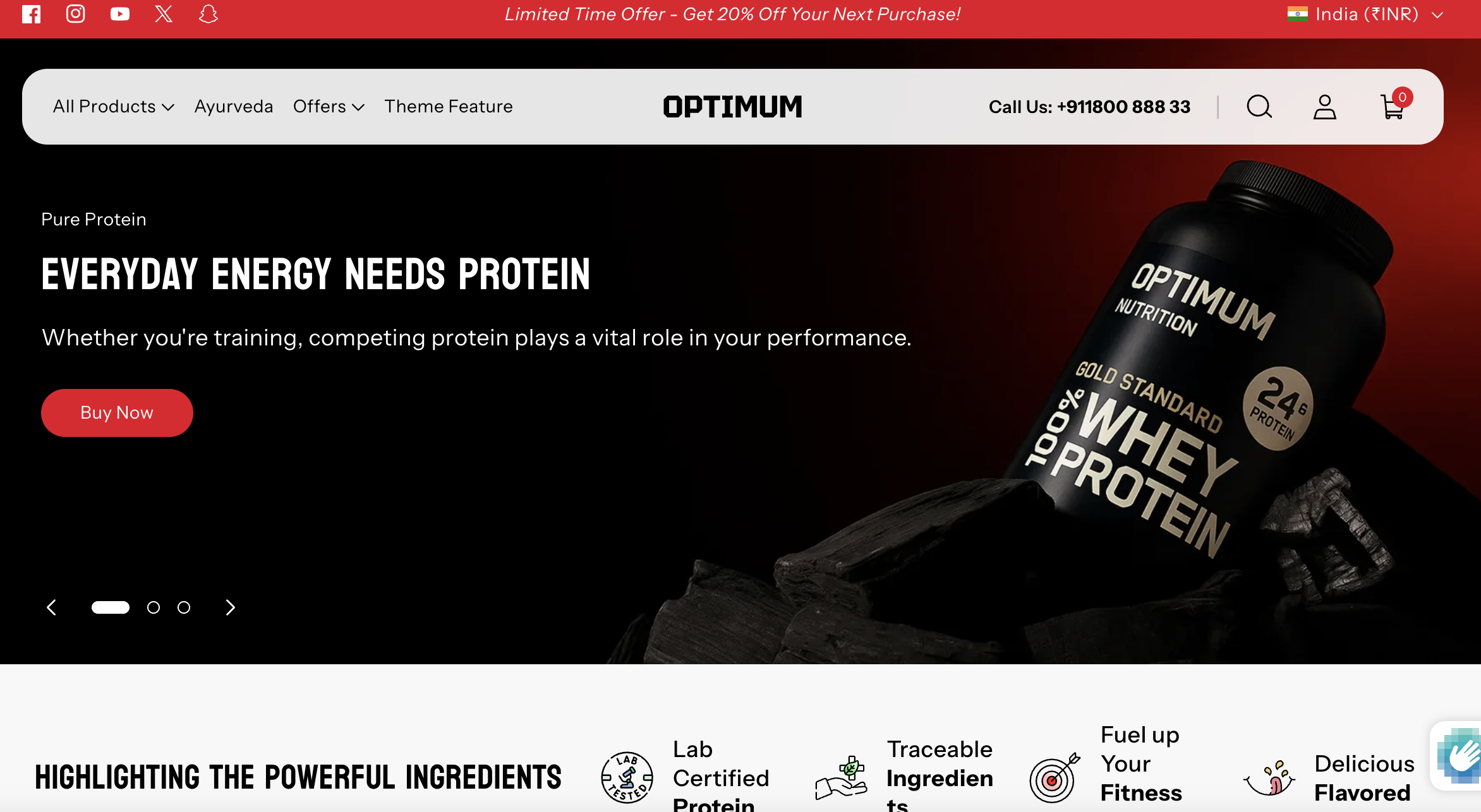 Optimum Preset - Sitar Shopify Theme for Supplement Stores